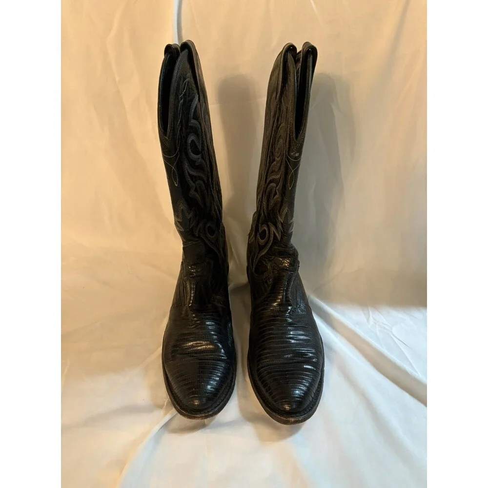 Dan Post Cowboy Boots Black Leather Men’s 9 Boho Festival Cowgirl Western
